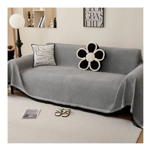 GENODA Sofahandtuch mit vollständiger Abdeckung, cremefarben, winddicht, Baumwollgarn, Campingdecke, Sofakissenbezug, für alle Jahreszeiten, universell einsetzbar (Sofabezug 3, 180 x 180 cm) von GENODA