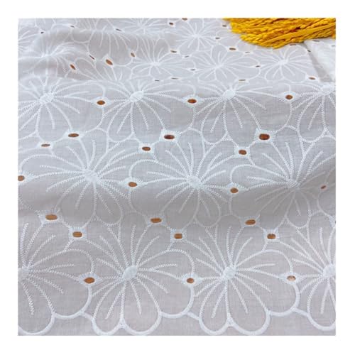 Sommer reine Baumwolle Spitzenstoff Herstellung Rock Kleidung Hochzeitskleid Brautschleier DIY Frauen Tops Stickerei hohle Kleidung (große Blume, 90 cm x 130 cm) von GENODA