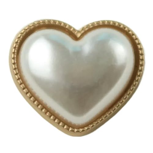 GENPICONG 10pcs Pearl Heart Button Gold Metal 18mm Sewing Button Women Clothing Coat Decoration Button Accessories von GENPICONG