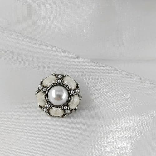 GENPICONG 18/21/25MM Wrapped Handmade Imitation Pearl Shank Buttons of Clothing Elegant Flower Designed Metal Fashion Decor Sew On Button von GENPICONG