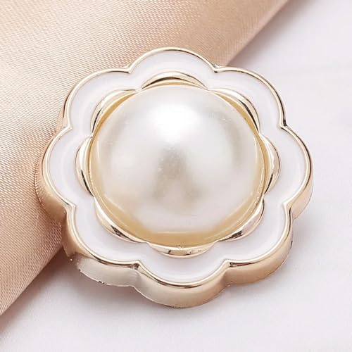 GENPICONG 18/21/25mm Flower Pearl Gold Plastic Shank Buttons for Women Garment Jacket Sweater Handmade Sewing Accessories Scrapbooking von GENPICONG