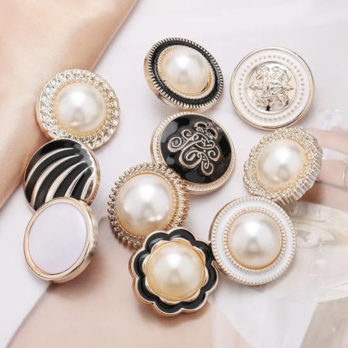 GENPICONG 18/21/25mm Flower Pearl Gold Plastic Shank Buttons for Women Garment Jacket Sweater Handmade Sewing Accessories Scrapbooking von GENPICONG