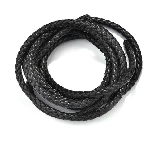 GENPICONG 2 Meter 3 mm/4 mm/5 mm/6 mm Viersträngige Kerne Geflochtene Seilschnüre aus Kunstleder zum Selbernähen, für gewebte Halsketten und Armbänder von GENPICONG