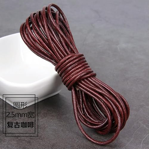 GENPICONG 5 Yards Retro echtes Lederband rund/flach Strang Kuh Leder Seil für Halskette Armbänder DIY Schmuck von GENPICONG