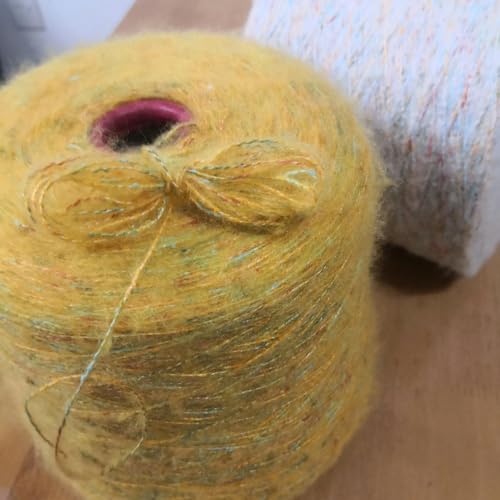 GENPICONG 500 g Mohair-Seidenwolle-Garn zum Stricken, dünnes Angora-Häkelgarn, weiches DIY-Pullover-Schal-Schal-Puffy-Line-Lanas von GENPICONG