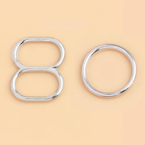 GENPICONG 50Sets 6–15 mm Metall-BH-O-Ring-Schnalle Bikini-Einsteller Schiebeverschluss Unterwäschegurt Verbindungshaken Dessous Nähzubehör von GENPICONG