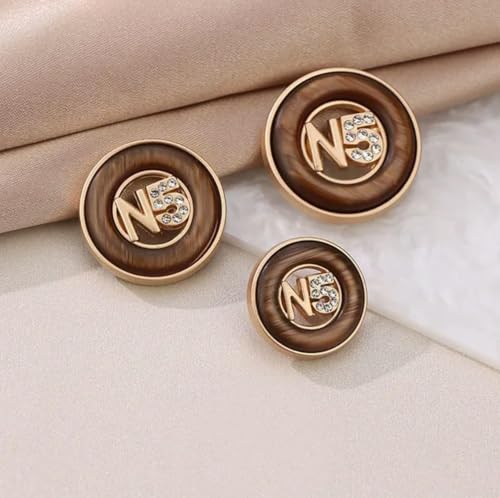 GENPICONG 6Pcs Luxury Designer Logo Round Metal Luxury Black Sewing Button for Clothing Accessory Handmade DIY Material Decoration Golden von GENPICONG