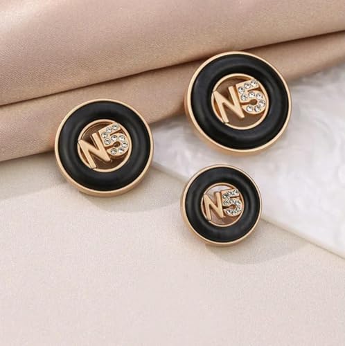 GENPICONG 6Pcs Luxury Designer Logo Round Metal Luxury Black Sewing Button for Clothing Accessory Handmade DIY Material Decoration Golden von GENPICONG