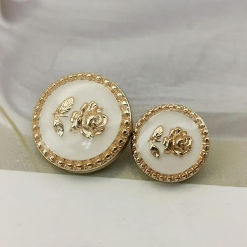 GENPICONG Flower Rose Gold Metal Buttons for Clothes Woman Coat Shirt Cuffs DIY Embroidery Sewing Accessories Sewing Buttons 10pcs 15/20mm von GENPICONG