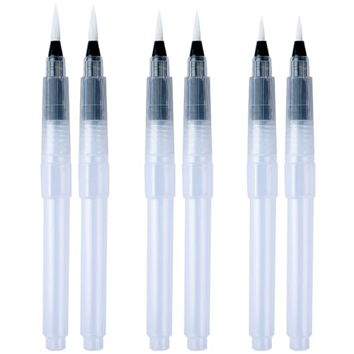 Aquarell Pinsel Stift Set, Satz 6-Malerei Pinsel 3-Größe Aqua Stift Künstler Pinsel Pinsel mit Wasser Reservoir für Aquarell Malerei Blending Lettering Kalligraphie von GENSMILE