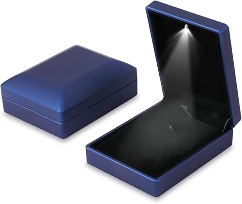 GERMALY® Luxuriöse Schmuckbox | Schmuckschatulle mit LED-Beleuchtung für Halsketten, Ringe und Ohrringe - Elegante Geschenkbox in Blau von GERMALY