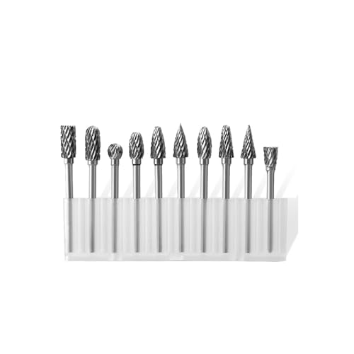 Hartmetall Frässtifte Set,10 Stück Doppelschnitt-Frässtifte mit 3mm Schaft kompatibel,Hartmetall Rotationsfräser-Set Schaftfräser mit 1/8" Schaft, Bohrer, DIY-Holzbearbeitung, Schnitzen, Metallpoliere von GERUI