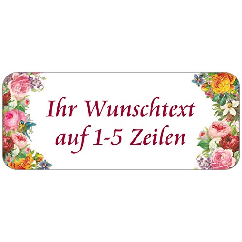 Adress-Etiketten - Adress-Aufkleber "Blumenmeer" mit Ihrem Wunschtext, 160 Stück, ca. 56 x 23 mm, für 1 bis 5 Zeilen Text von GESCHENKE-MIT-NAMENde