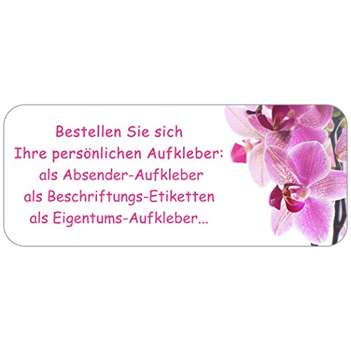 Adress-Etiketten - Adress-Aufkleber"Orchidee" mit Ihrem Wunschtext, 160 Stück, ca. 56 x 23 mm, für 1 bis 5 Zeilen Text von GESCHENKE-MIT-NAMENde