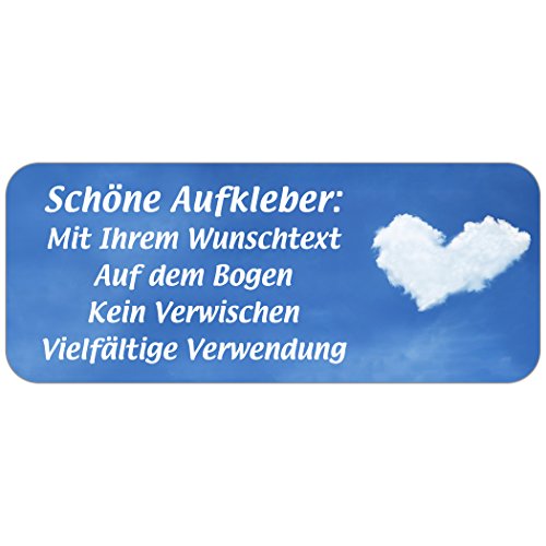 Adress-Etiketten - Adress-Aufkleber "Wolke 7" mit Ihrem Wunschtext, 160 Stück, ca. 56 x 23 mm, für 1 bis 5 Zeilen Text von GESCHENKE-MIT-NAMENde