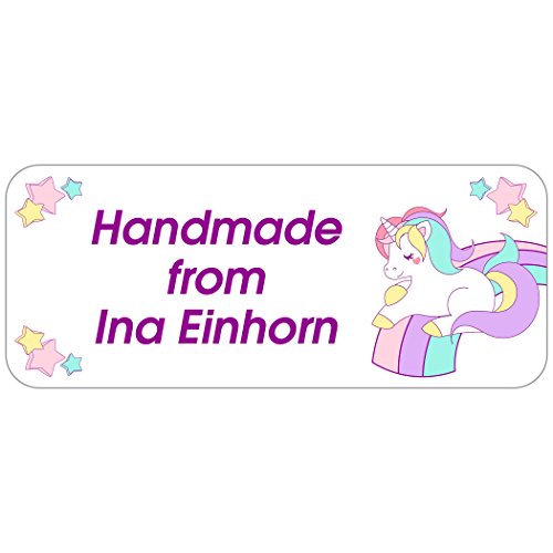 Kinder-Aufkleber - Adress-Etiketten "Unicorn - Einhorn" mit Ihrem Wunschtext, 160 Stück, ca. 56 x 23 mm, für 1 bis 5 Zeilen Text von GESCHENKE-MIT-NAMENde