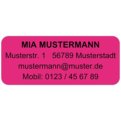 WARN-ETIKETTEN in Signalfarbe signal-pink | super schnelle Adress-Etiketten mit Ihrem Wunschtext, 160 Stück, ca. 56 x 23 mm von GESCHENKE-MIT-NAMENde