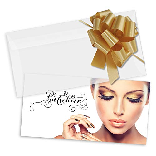 GESCHENKGUTSCHEINcom 50 Stk. Gutscheine mit Umschlag und Schleife. Vordruck für Kosmetik-Institute Nail-Design Lash-Design Nails Unternehmen. KS9280 von GESCHENKGUTSCHEINcom by POS-HAUER