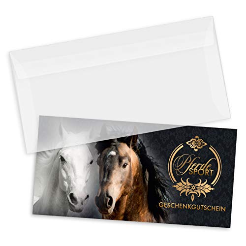 GESCHENKGUTSCHEINcom 10 Stk. Geschenkgutscheine mit Kuvert DIN-Lang. Gutschein für Reitsportgeschäft Reiten Reitstunden. SP9239 von GESCHENKGUTSCHEINcom by POS-HAUER