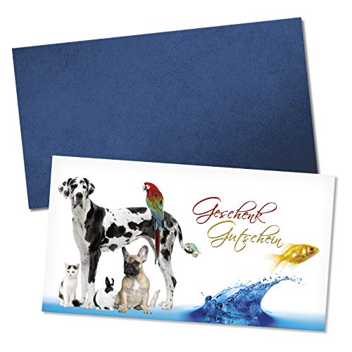 GESCHENKGUTSCHEINcom 10 Stück Geschenkgutscheine mit Umschlag. Blanko-Gutscheine zum selber Ausfüllen für Tierbedarf Tierärzte. ZH1212 von GESCHENKGUTSCHEINcom by POS-HAUER