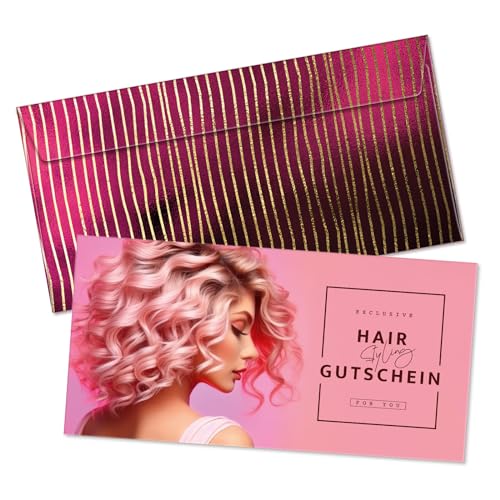 GESCHENKGUTSCHEINcom 10 Stk. Gutscheine mit Brief-Kuvert DIN-Lang für Friseurgeschäft Friseur Firmen, Geschenkgutschein zum Selber-ausfüllen. K92022 von GESCHENKGUTSCHEINcom by POS-HAUER