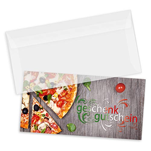 GESCHENKGUTSCHEINcom 10 Stk. Gutscheine mit Brief-Kuvert DIN-Lang für Italienisches Restaurant Pizzeria. Restaurantgutschein. G92000 von GESCHENKGUTSCHEINcom by POS-HAUER