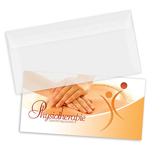 GESCHENKGUTSCHEINcom by POS-HAUER. Gutschein-Set. 10x Gutschein + Kuvert. Für Physiotherapie blanko zum Selberausfüllen. von GESCHENKGUTSCHEINcom by POS-HAUER