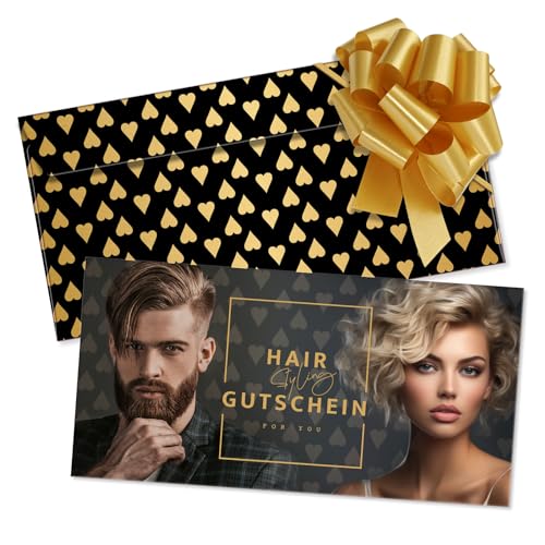 GESCHENKGUTSCHEINcom 100 Stk. Gutscheine mit Brief-Umschlag und Schleife für Friseure Friseursalons. Friseurgutscheine. K92021 von GESCHENKGUTSCHEINcom by POS-HAUER