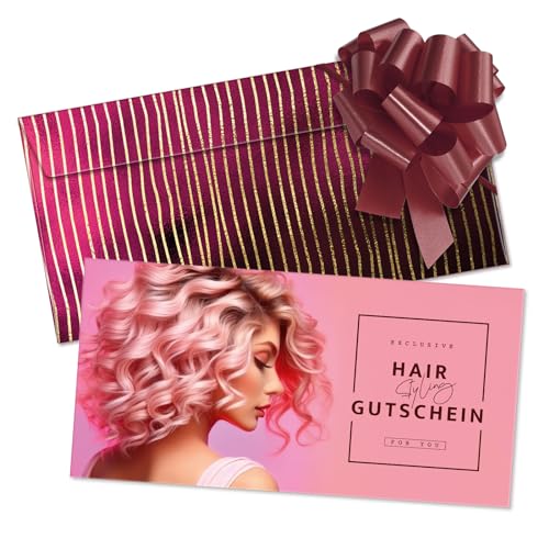 GESCHENKGUTSCHEINcom 100 Stk. Gutscheine mit Brief-Umschlag und Schleife für Friseure Friseursalons. Friseurgutscheine. K92022 von GESCHENKGUTSCHEINcom by POS-HAUER