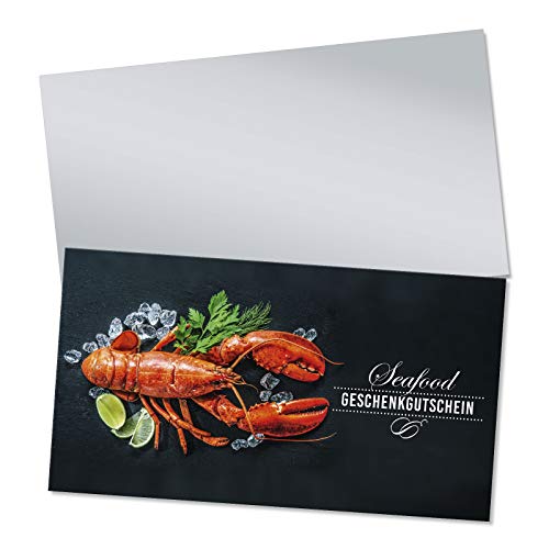 GESCHENKGUTSCHEINcom 100 Stück Geschenkgutscheine mit Umschlag. Gutscheinkarten für Fischgeschäft Fischzucht blanko zum selber Ausfüllen. FK1202 von GESCHENKGUTSCHEINcom by POS-HAUER