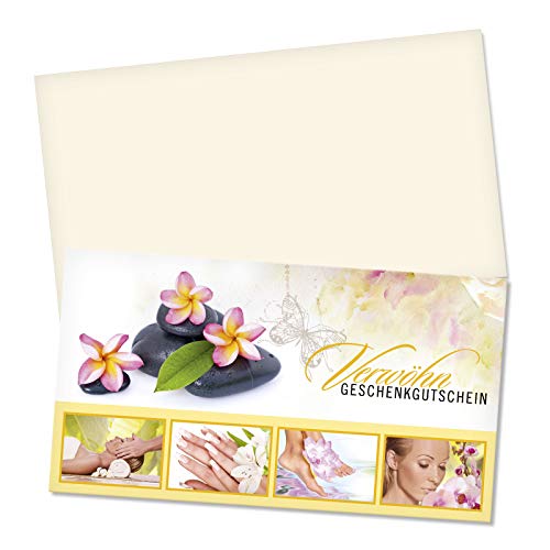 GESCHENKGUTSCHEINcom 100 Stück Geschenkgutscheine mit Umschlag. Gutscheinkarten für Kosmetikinstitut Kosmetik blanko zum selber Ausfüllen. KS1234 von GESCHENKGUTSCHEINcom by POS-HAUER