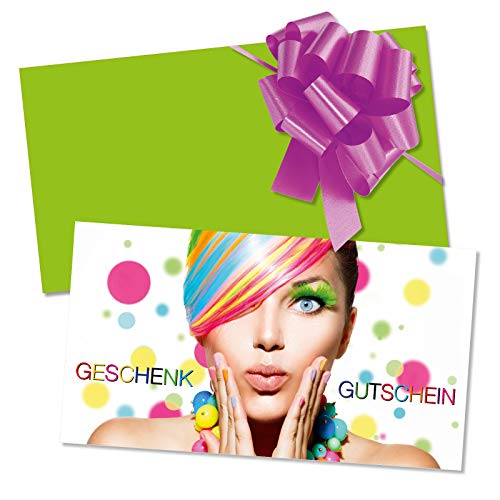 GESCHENKGUTSCHEINcom 100 Stk. Geschenkgutscheine mit Kuvert und Schleife. Gutscheine für Friseure Friseursalons Friseurzubehör Unternehmen. K1266 von GESCHENKGUTSCHEINcom by POS-HAUER