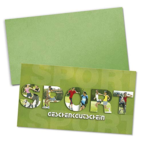 GESCHENKGUTSCHEINcom 100 Stück Geschenkgutscheine mit Umschlag. Gutscheinkarten für Sport Sportgeschäfte, blanko zum selbst Ausfüllen. SP1210 von GESCHENKGUTSCHEINcom by POS-HAUER