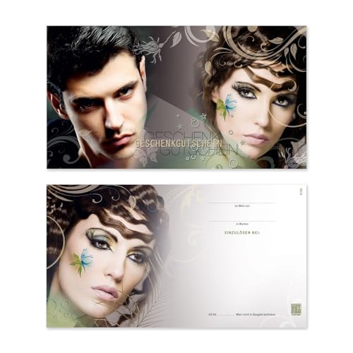 GESCHENKGUTSCHEINcom 25 Stk. Geschenkgutscheine zum Selbstausfüllen. Gutschein-Vordruck für Friseursalons Haarstudios. Formular für Firmen. K1706 von GESCHENKGUTSCHEINcom by POS-HAUER