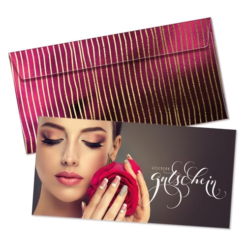 GESCHENKGUTSCHEINcom 25 Stk. Gutscheine mit Umschlägen. Geschenkgutscheine für Kosmetik Fingernagelstudios Lash-Extentions. KS99281 von GESCHENKGUTSCHEINcom by POS-HAUER