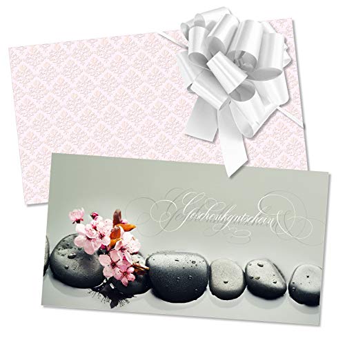 GESCHENKGUTSCHEINcom 50 Stk. Geschenkgutscheine mit Umschlag und Schleife für Kosmetiksalon Kosmetik Wellness Spa Massageinstitute. MA1257 von GESCHENKGUTSCHEINcom by POS-HAUER