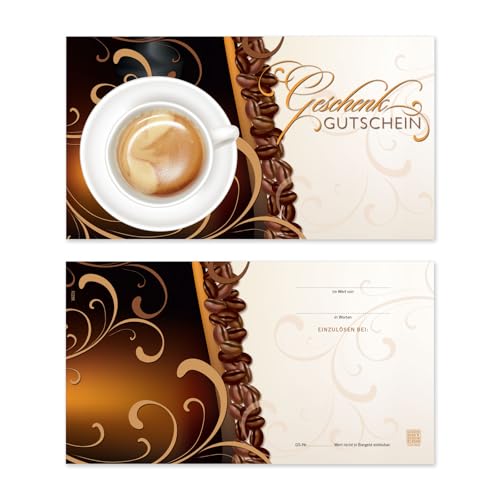 GESCHENKGUTSCHEINcom 50 Stk. Geschenkgutscheine. Gutschein-Vordrucke für Café Cafe Kaffeehaus Cafébar Caféhaus Cafehaus. Kaffee-Gutscheine. G1298 von GESCHENKGUTSCHEINcom by POS-HAUER