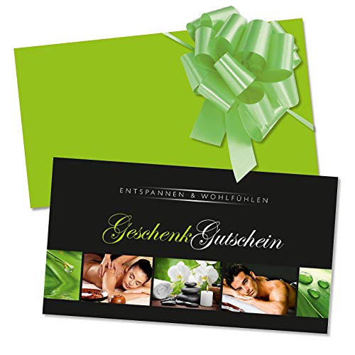 GESCHENKGUTSCHEINcom by POS-HAUER. Gutschein-Set. 50x Gutschein + Kuvert + Schleife. Für Schönheitssalon Massagepraxis Massage, blanko zum selber Ausfüllen. von GESCHENKGUTSCHEINcom by POS-HAUER