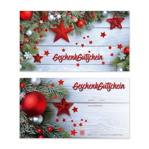 GESCHENKGUTSCHEINcom 50 Stück Geschenkgutscheine zum selber Ausfüllen. Gutscheine für Weihnachten. Vordruck für Firmen mit Weinachtsmotiv. X1291 von GESCHENKGUTSCHEINcom by POS-HAUER