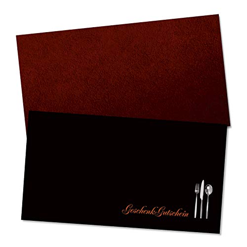 GESCHENKGUTSCHEINcom 50 Stück Geschenkgutscheine mit Kuvert. Blanko-Gutscheine für Restaurant Gasthäuser Gastro, zum Selbstausfüllen. G1207 von GESCHENKGUTSCHEINcom by POS-HAUER