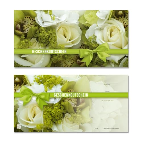 GESCHENKGUTSCHEINcom by POS-HAUER. 50 Gutscheine. Blanko zum Selbstausfüllen. Für Blumenhandlungen Blumengeschäfte, glänzende Vorderseite. von GESCHENKGUTSCHEINcom by POS-HAUER