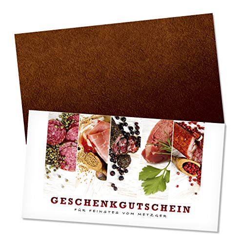 GESCHENKGUTSCHEINcom by POS-HAUER. Geschenkgutscheine. 50x Gutschein + Kuvert. Für Metzgergutschein Fleischerei. von GESCHENKGUTSCHEINcom by POS-HAUER