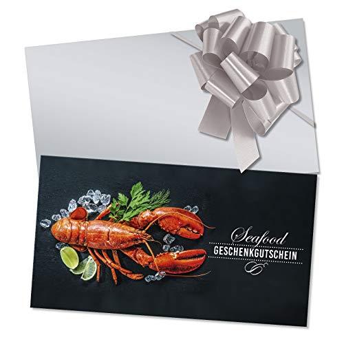 GESCHENKGUTSCHEINcom by POS-HAUER. Gutschein-Set. 100x Gutschein + Kuvert + Schleife. Für Fisch Meeresfrüchte Fischhandel, blanko zum selber Ausfüllen. von GESCHENKGUTSCHEINcom by POS-HAUER