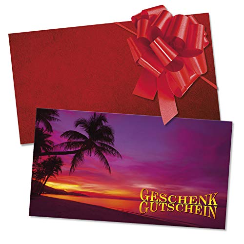 GESCHENKGUTSCHEINcom by POS-HAUER. Gutschein-Set. 10x Gutschein + Kuvert + Schleife. Für Reisebüros Reise Flugreise Busreise, blanko zum selber Ausfüllen. von GESCHENKGUTSCHEINcom by POS-HAUER