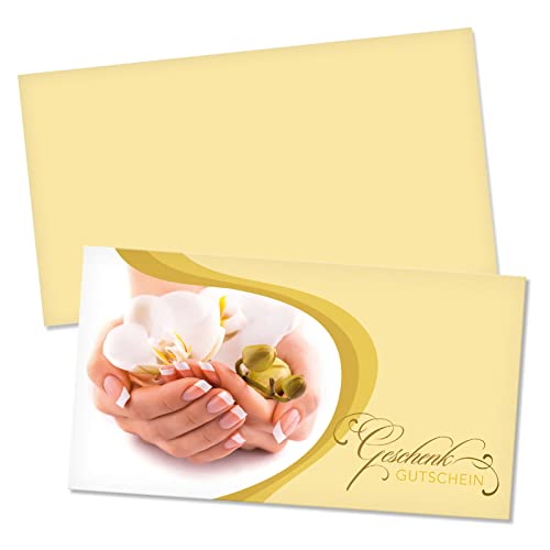 GESCHENKGUTSCHEINcom by POS-HAUER. Gutschein-Set. 50x Gutschein + Kuvert. Für Nailart Nagelstudios Firmen zum selber ausfüllen. von GESCHENKGUTSCHEINcom by POS-HAUER