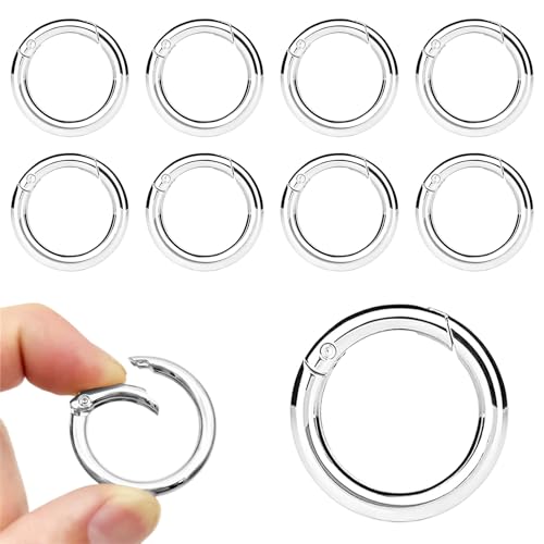 GESDYO 10 Stück O-Ring Round Carabiner 39 mm Ring Carabiner Spring Key Ring O-Ring Zinc Alloy Carabiner Spring Split Rings Key Ring for Crafts, DIY Bag Rings Craft Making, Bag Accessories von GESDYO