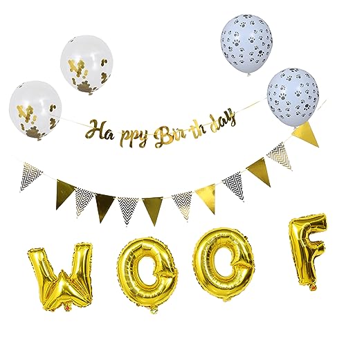 GETAJGHSD 1 Satz 18 Stück Hundegeburtstagsdekoration Ballon-party-dekoration Katze Geburtstag Wimpelkette Folienballons Kreative Luftballons Partyballons Und Banner Emulsion Golden von GETAJGHSD