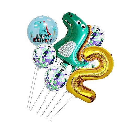 GETAJGHSD Dinosaurier-Ballon-Stapelset für Geburtstagsparty-Dekorationen 10 Stück Dinosaurier-Zahlenballons glänzende Folie Partyzubehör für Jungen und Mädchen von GETAJGHSD