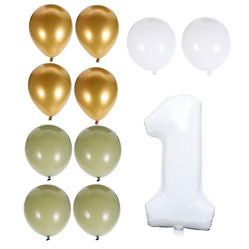 GETAJGHSD 1 Satz Zahlenballon Ein Ballon Salbei Ballons Weiße Buchstabenballons Nummer 8 Ballon Grüne Luftballons Dekorationen Zum 1. Geburtstag Alles Zum Geburtstag Emulsion von GETAJGHSD