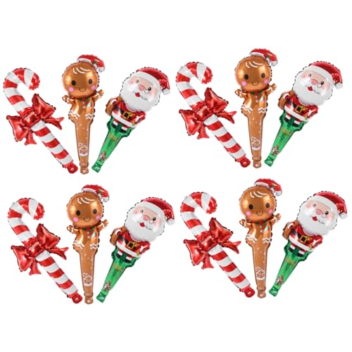 GETAJGHSD 1 Set Weihnachts Aluminium Folienballon Weihnachtsmann Folienballon Weihnachtsmann Mini Ballon Aufblasbare Zuckerstange Aufblasbarer Weihnachtsballon Weihnachtsballons von GETAJGHSD